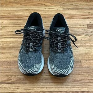Asics Black and Gray Knit Sneakers for Performance